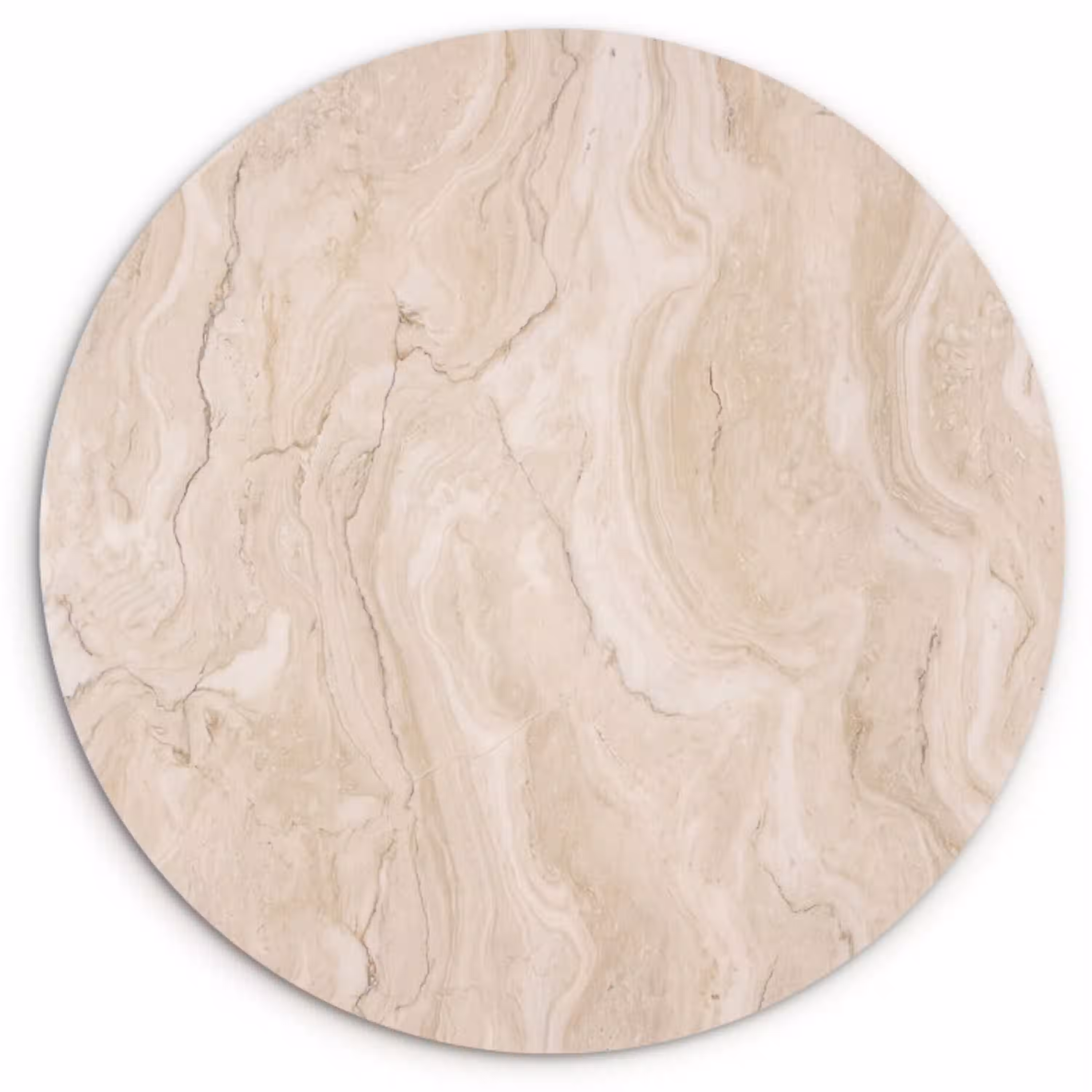 Marmer - Patroon - Beige - Steen - Abstract Wandcirkel kunststof plaat 5mm dik klein -3d