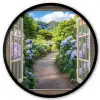 Doorkijk - Hortensia - Pad - Natuur Fotolijst rond zonder passe partout klein -3d