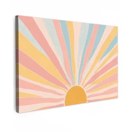 Illustratie - Zon - Pastelkleuren canvas 2cm klein -z3d