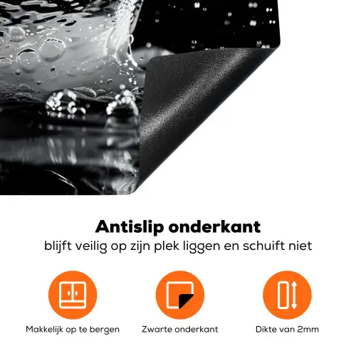 Water - Splash - Zwart Inductie beschermer vinyl 3mm klein -zzzzzzz-td-onderkant