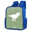 Groen met T-rex dino Kinderrugzak - Blauw middel -schuin