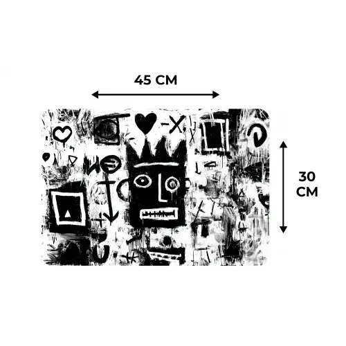 Vormen - Gezocht - Zwart - Abstract Placemat vinyl groot -specs