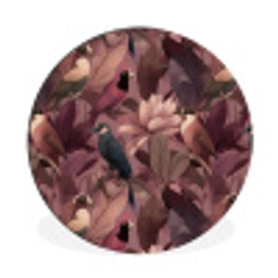 Vogels - Bladeren - Roze Wandcirkel aluminium klein 190 -3d