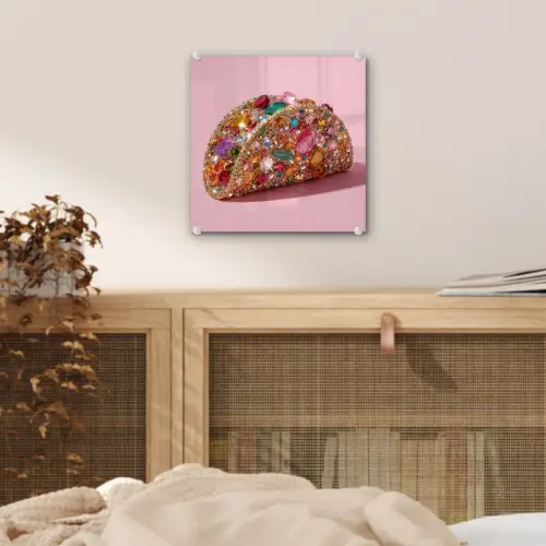 Taco - Kleurrijk - Edelstenen - Goud plexiglas 5mm klein -sfeer4