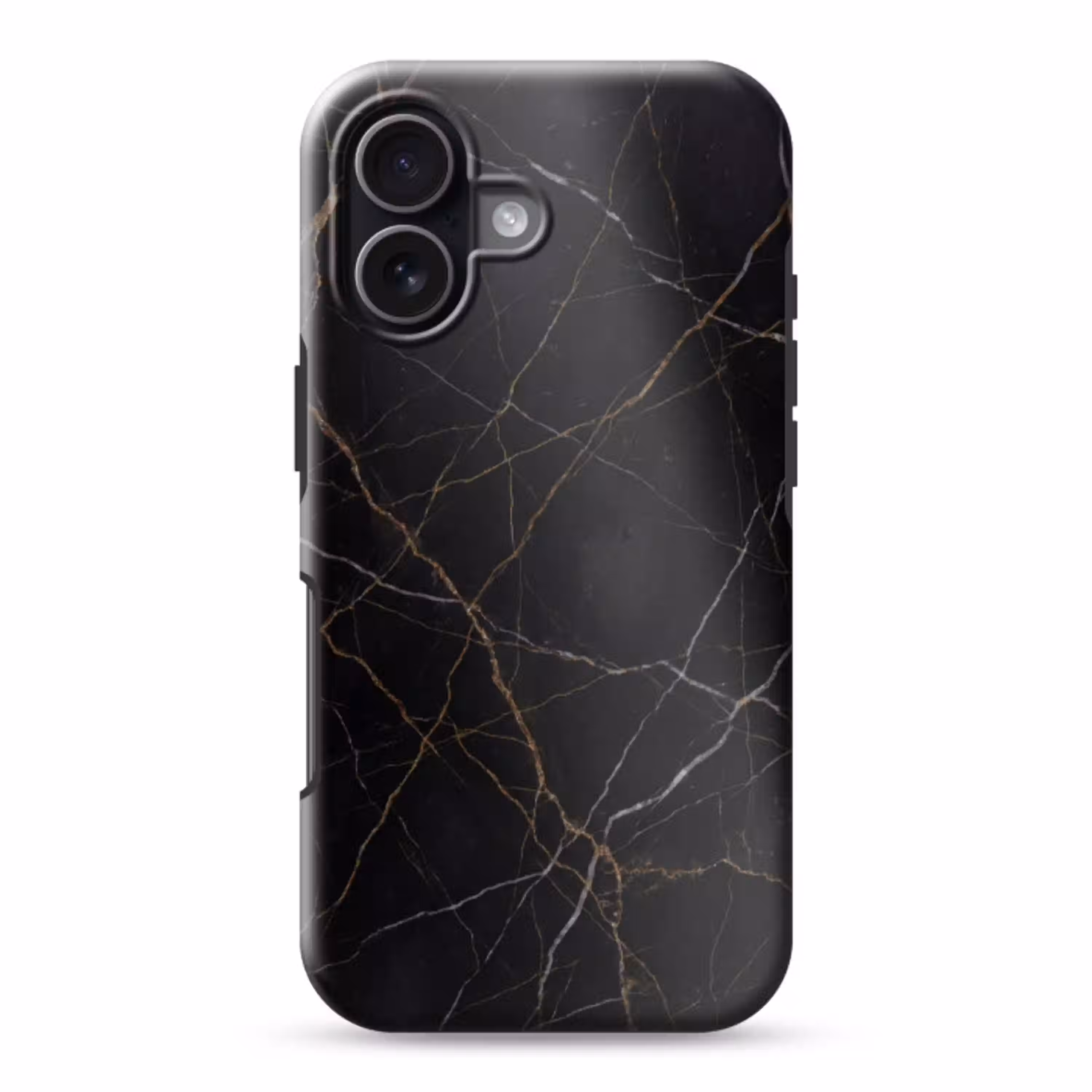 Natuursteen - Marmerpatroon - Abstract - Modern - Zwart - Goud Toughcase MagSafe Apple iPhone 17 klein -3d