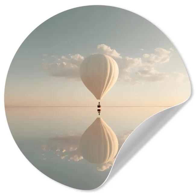 Behangcirkel - Luchtballon - Wolken - Water - Blauw