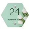 Witte tulpen - Klassiek Naambord Hexagon klein -3d