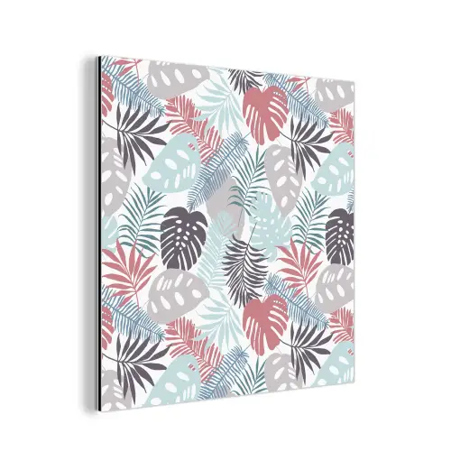 Monstera - Pastel - Bladeren - Tropical aluminium wit klein -3d