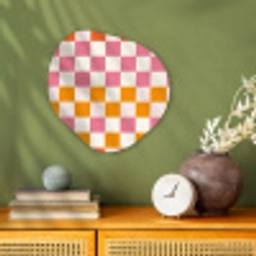 Vierkant - Patroon - Oranje Wandcirkel Organisch Forex 3mm klein 629 -sfeer2