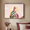 Vrouw - Zon - Kleurrijk Textielframe zwart klein -sfeer1
