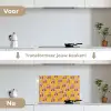Geel - Rolschaatsen - Patroon keuken achterwand spatscherm klein 900 -voor_na_NL