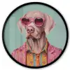 Hond - Overhemd - Bloemen - Bril Fotolijst rond zonder passe partout klein -3d