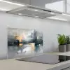 Kunst - Grijs - Goud - Abstract keuken achterwand spatscherm klein -3d_schuin