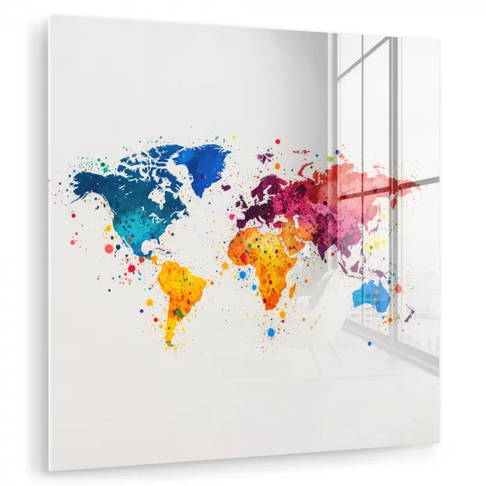 Wereldkaart - Graffiti - Kleurrijk plexiglas 5mm klein -zzzproduct_nieuw