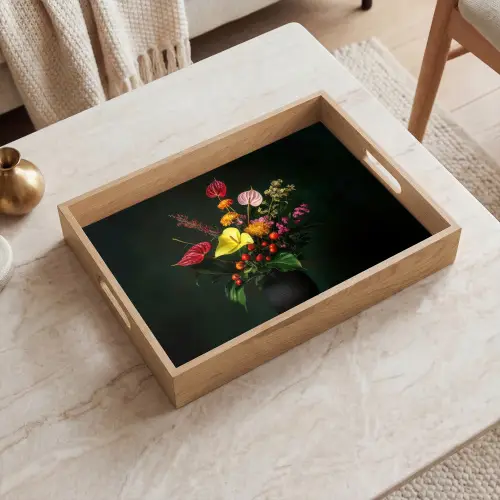 Bloemen - Vaas - Zwart Dienblad Rechthoek middel -sfeer1