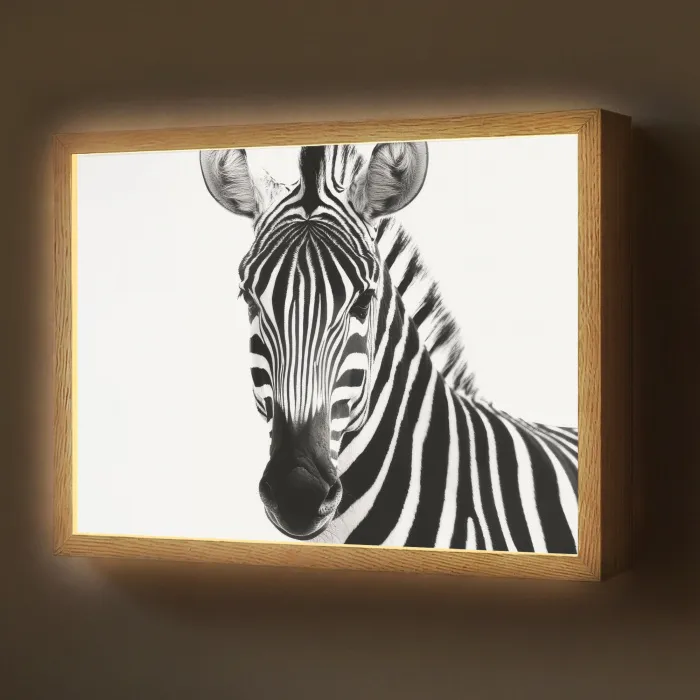 Zebra - Close-up - Zwart - Strepen Light Box met batterij (Wandlamp) middel -z3d_website