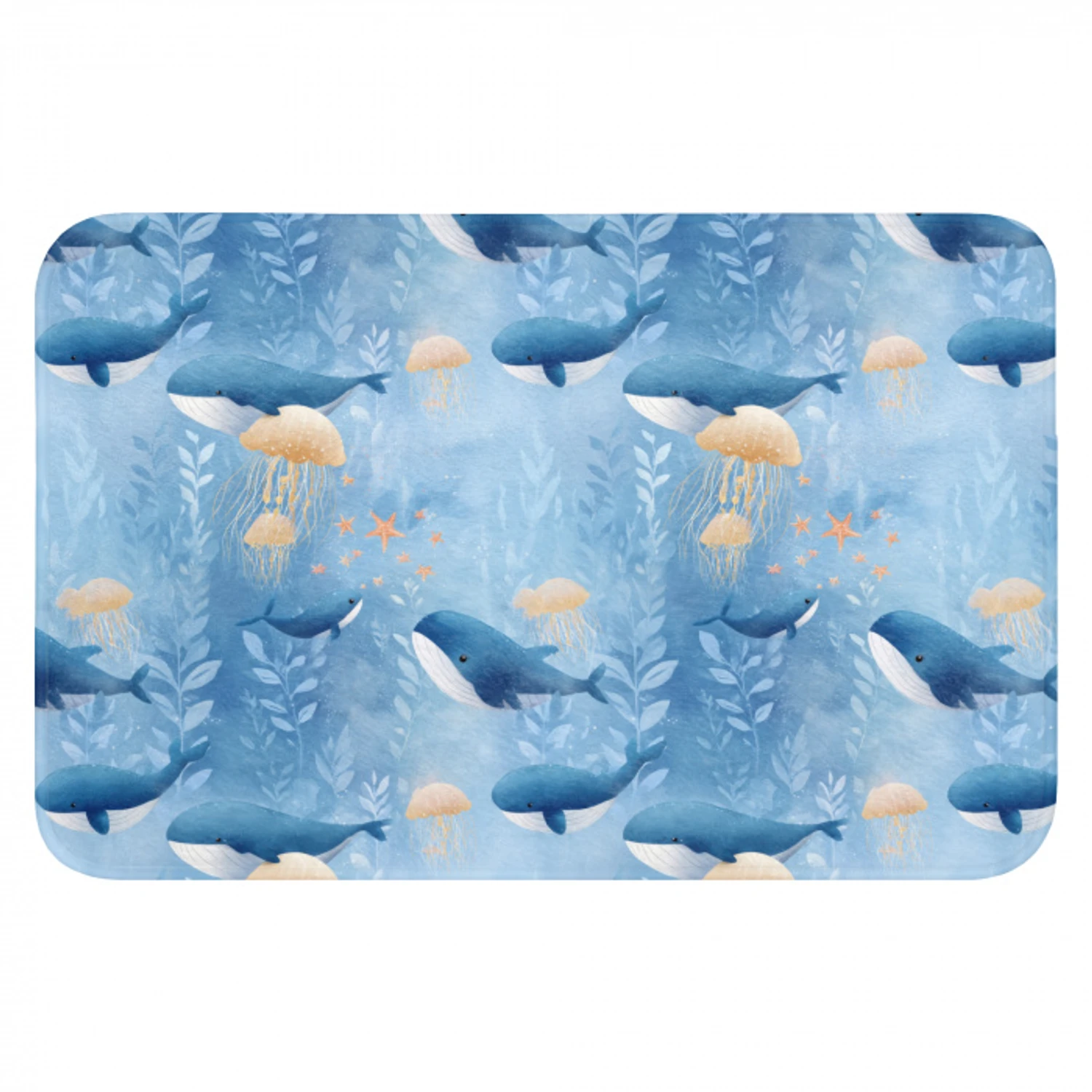 Walvissen - Oceaan - Blauw Badmat klein 997 -3d