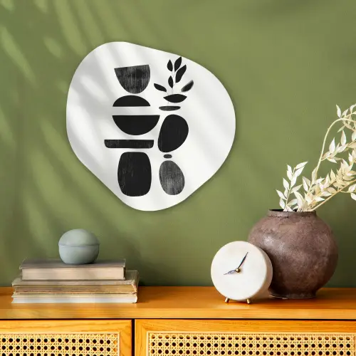 Japandi - Zwart - Abstract Wandcirkel Organisch Forex 3mm klein -sfeer2