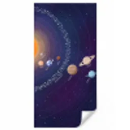 Planetenstelsel - Ruimte - Illustratie Behang Vinyl klein -3d