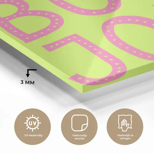 Groen - Smiley - Bonjour - Roze plexiglas 5mm klein -sfeer2