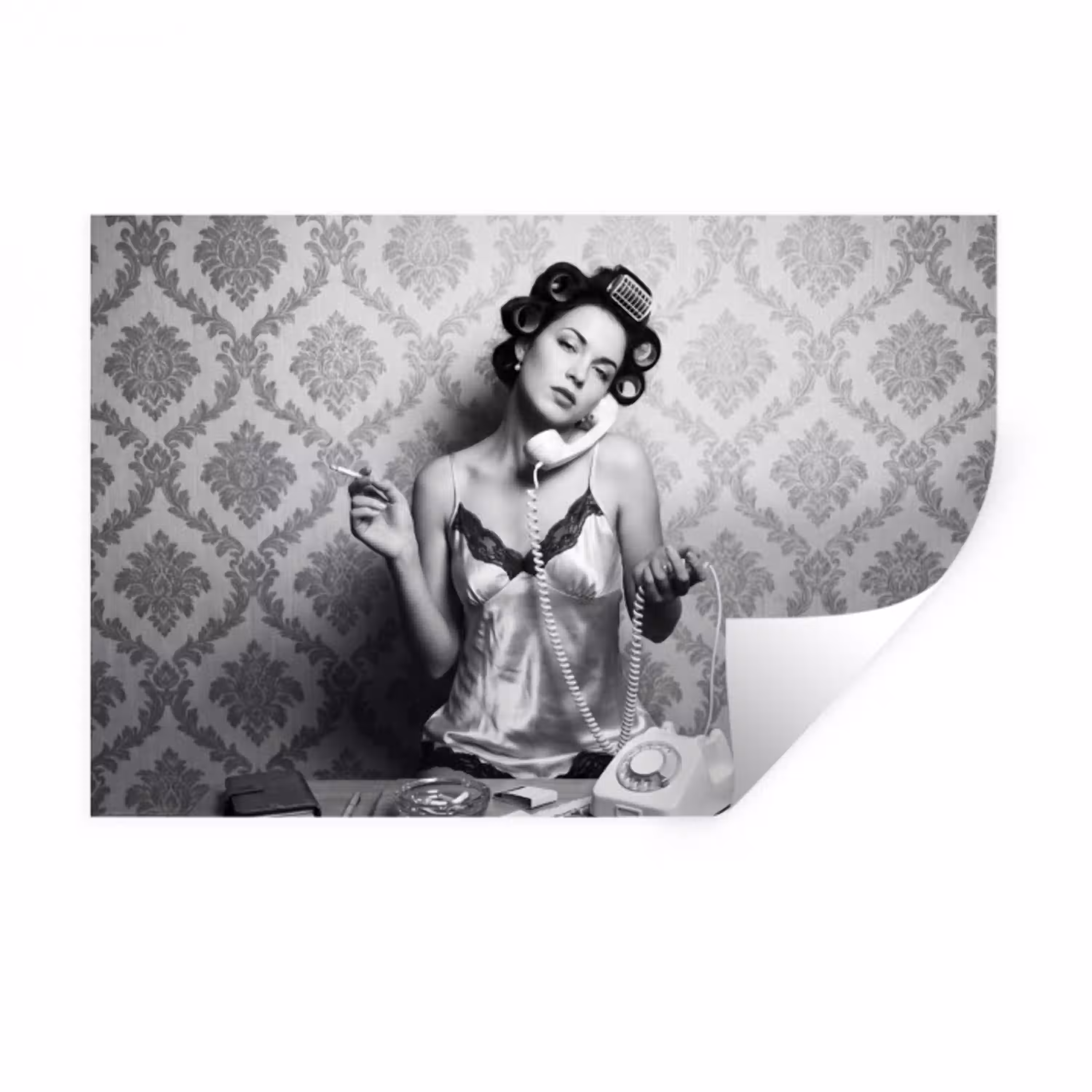Chic - Vrouw - Zwart - Wit Muursticker klein -3d