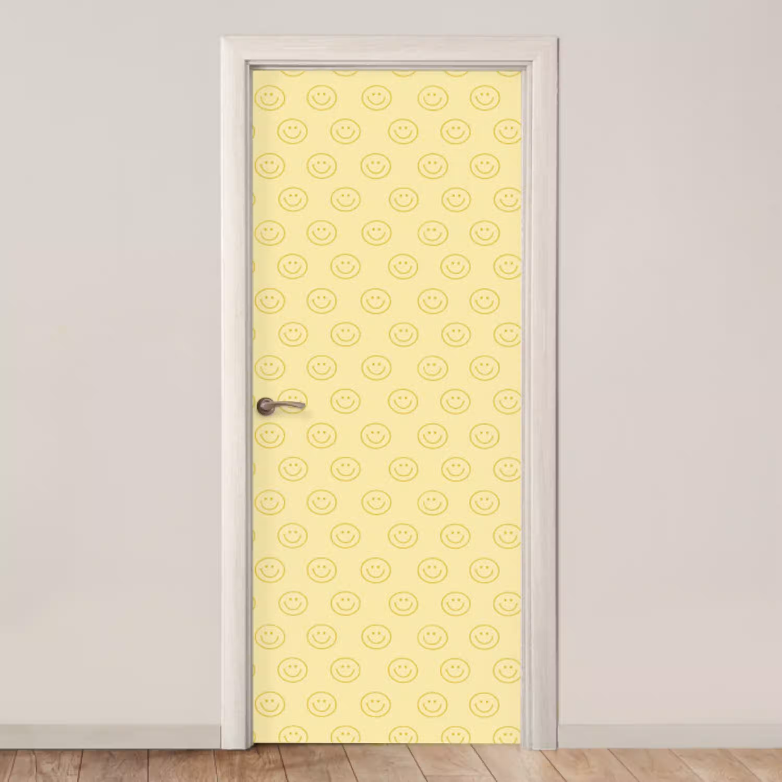 Smileys - Patroon - Retro - Zachtgeel deurposter klein 289 -3d_beige