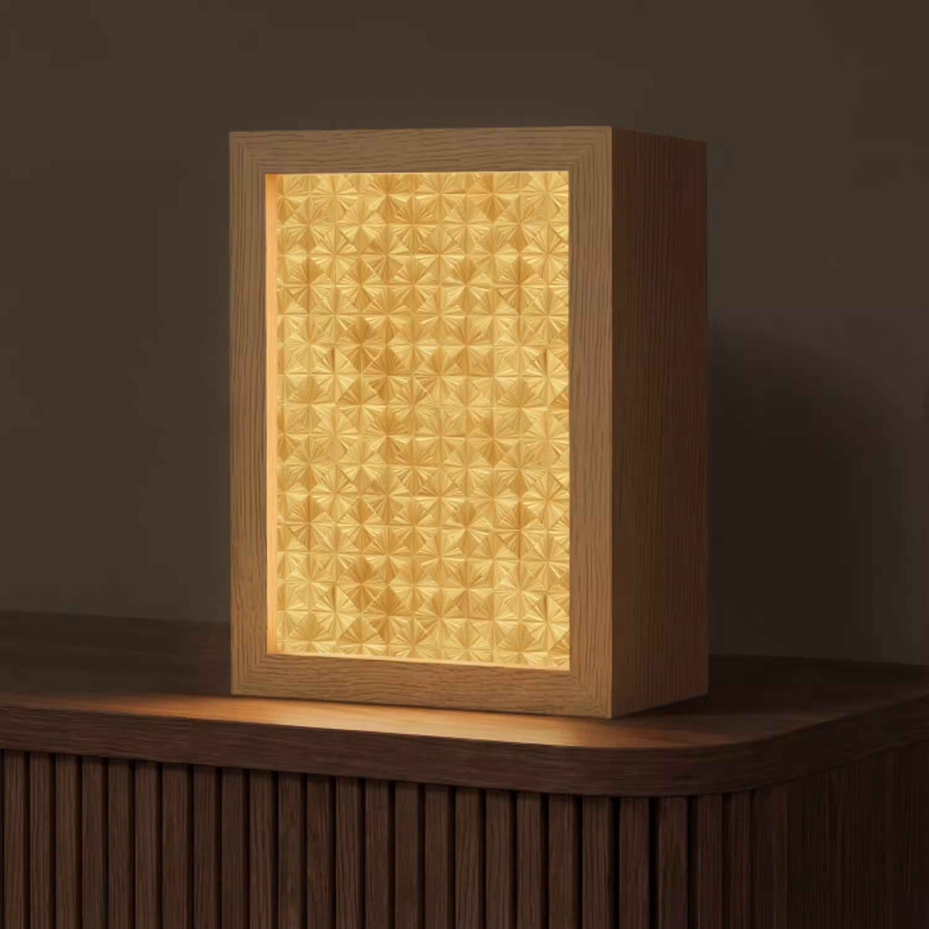 Tegels - Geometrisch - Reliëf - Goud Light Box met kabel (Tafellamp) klein 925 -z3d_website