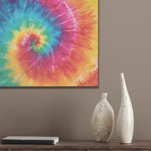 Regenboog - Tie dye - Kleurrijk - Blauw PET vilt klein -sfeer6_closeup