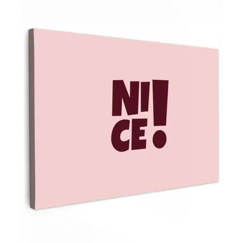 Nice - Uitroepteken - Roze Tuinposter op houten frame 2 cm dik klein -3d