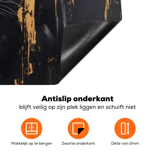 Panter - Zwart - Abstract - Verfstreken Inductie beschermer vinyl 3mm klein -zzzzzzz-td-onderkant
