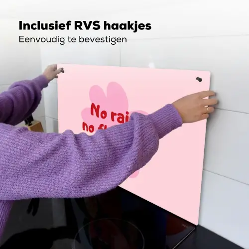 No rain no flowers - Bloem - Roze Inductie beschemer met haakjes klein -ky-ophangen-nl
