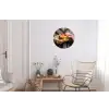 Vrouw - Hamburger - Bontjas Wandcirkel aluminium klein -woonkamer