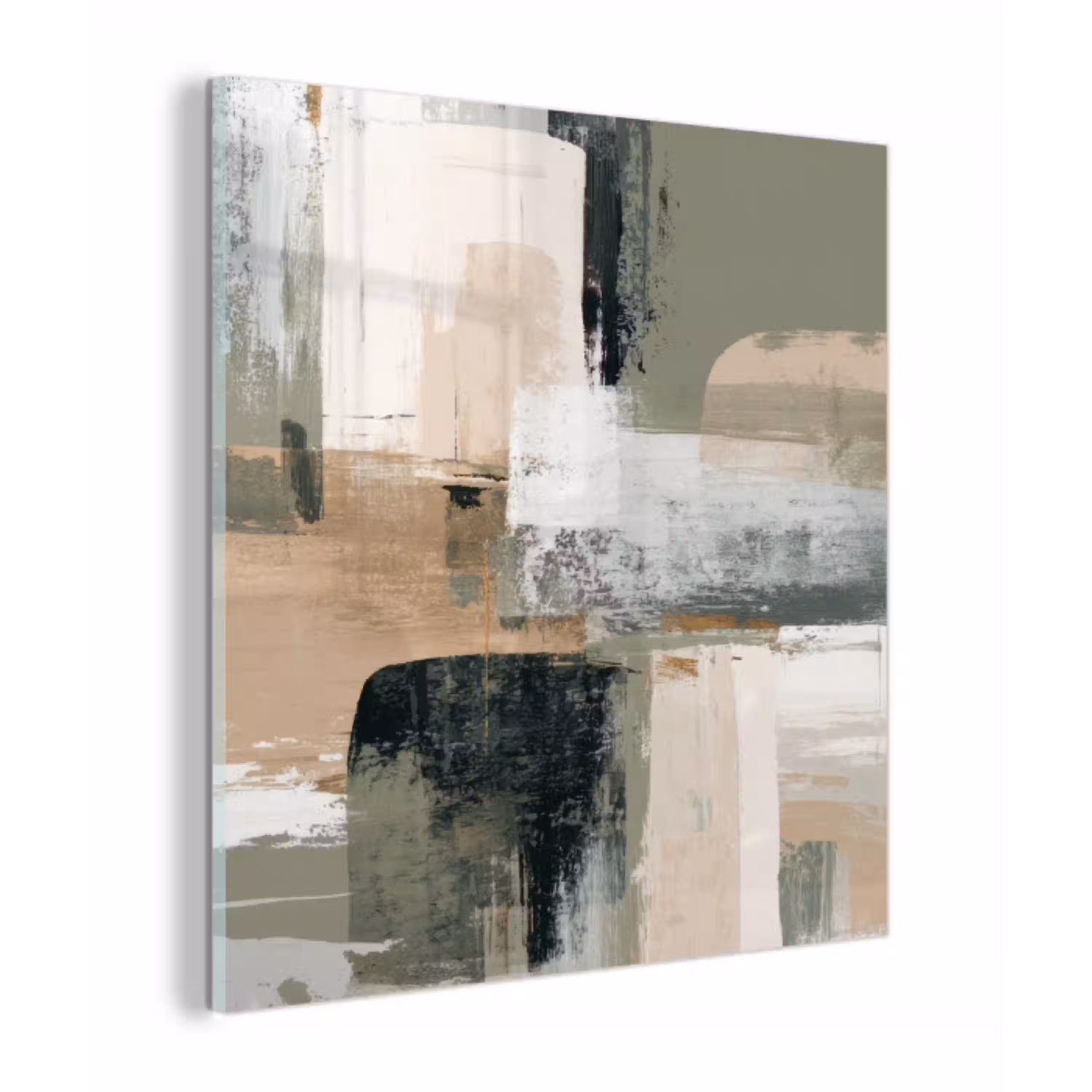 Penseelstreken - Abstract - Aardetinten plexiglas 5mm klein -z3d