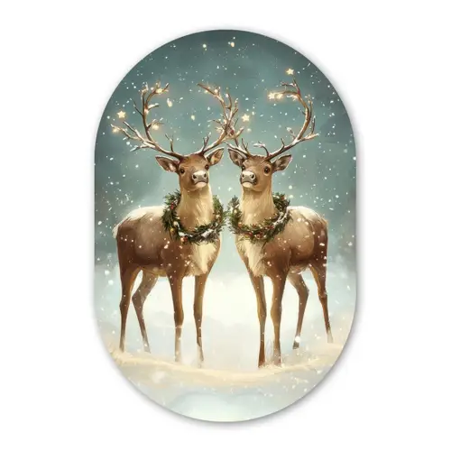 Kerstmagie - Winterwoud - Rendier Wandcirkel Ovaal Forex klein -3d