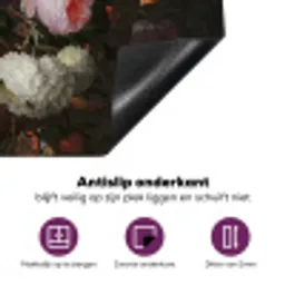 Stilleven met bloemen en een horloge - Schilderij van Abraham Mignon Inductie beschermer vinyl 3mm klein -zzzzzzz-cc-onderkant