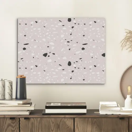 Terrazzo -  Patroon - Zacht - Zwart - Wit PET vilt klein 837 -sfeer1