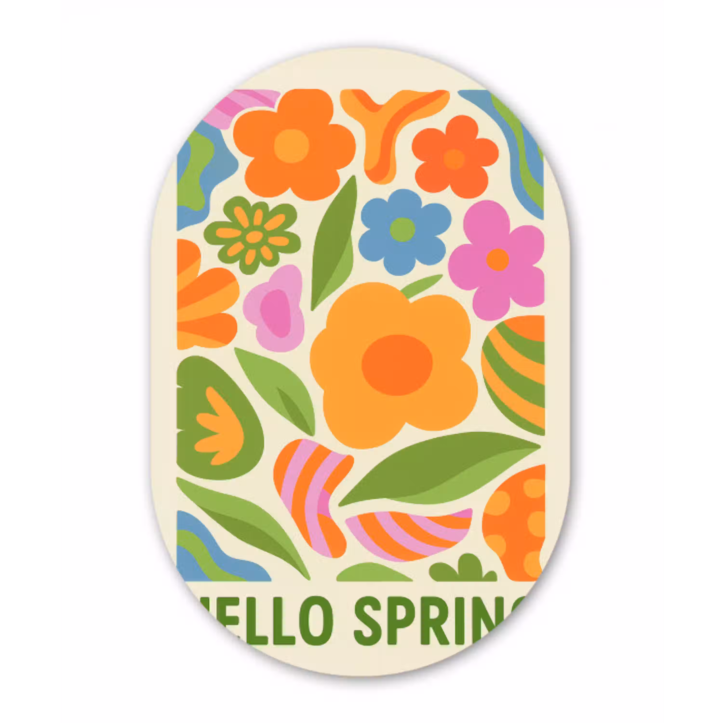 Illustratie - Bloemen - Quote - Kleurrijk Wandcirkel Ovaal Glas middel -3d