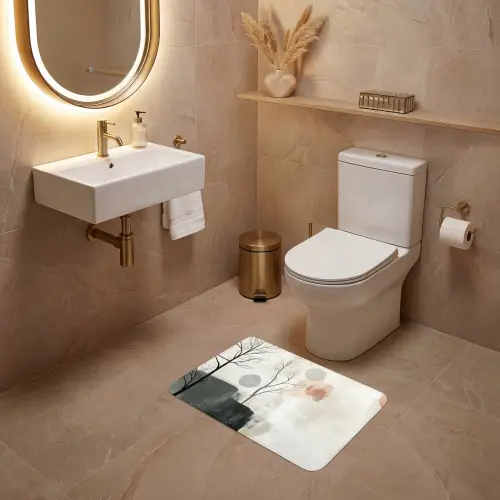 Wabi sabi - Beige - Plant WCmat klein -sfeer3