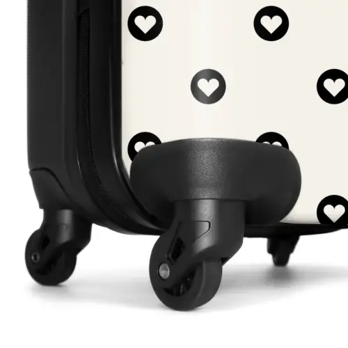 Valentijn hartjes cirkelpatroon zwart wit NBS - Handbagage koffer - Kinderen Unisex middel -wiel