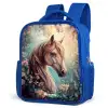Paard met vlinders in bloementuin Kinderrugzak - Blauw middel -schuin