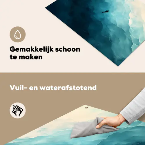 Zee - Silhouet - Abstract - Blauw Inductie beschemer met haakjes klein -ky-schoon-nl