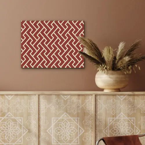 Rood - Beige - Patroon - Lijnen PET vilt klein 837 -sfeer4
