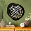Sardines - Vissen - Rond - Zwart Wandcirkel Organisch Aluminium middel -sfeer2