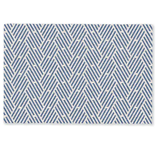 Crème - Blauw - Strepen - Patroon Deurmat klein 898 -zkaufland3d