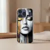 Gezicht - Vrouw - Penseelstreken - Abstract Telefoonhoesje iPhone 17 Pro klein -sfeer2