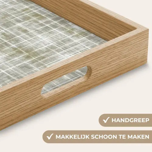 Linnen - Patroon - Groen Dienblad Rechthoek middel 911 -USP_HandgreepNL