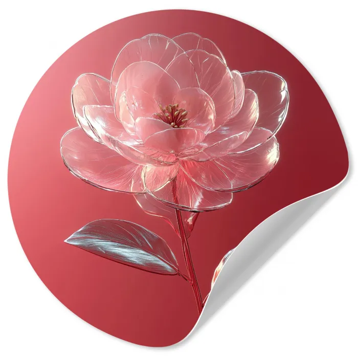 Sierlijk - Bloem - Roze - Glazen Wandcirkel behangsticker klein -3d