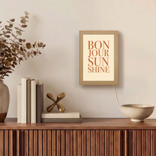 Oranje - Quote - Sun Light Box met kabel (Tafellamp) klein -sfeer2