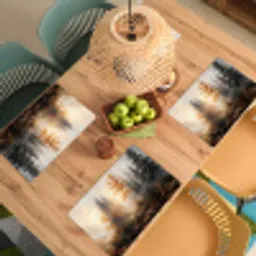 Bospad - Herfstbladeren - Natuur - Schilderachtig - Oranje Placemat vinyl groot -zzsfeer5_Kitchenyeah-website
