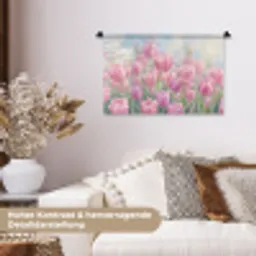 Tulpen - Veld - Lente - Roze Wandkleed katoen klein -tsfeer1_DE